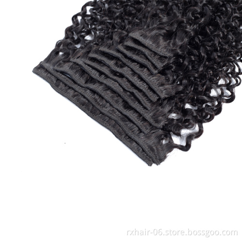 Wholesale Full Head Kinky Curly Clip In 100% Human Hair Extensions